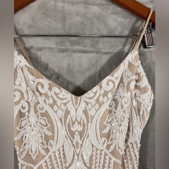 Windsor Nude White Sequin Bodycon Mini Dress Small - Picture 11 of 11